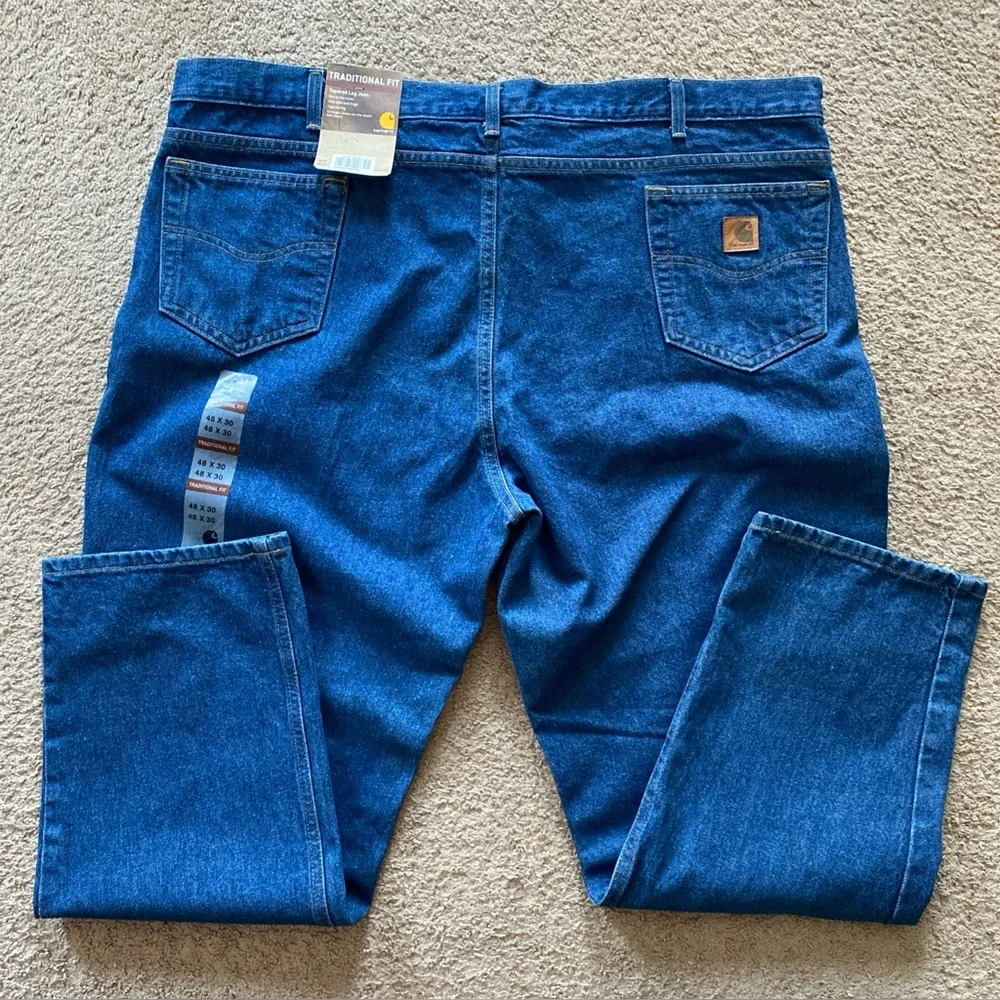 Carhartt NWT Jeans Mens 48x30 Blue B18 DST Denim Traditional Fit Tapered Leg NEW